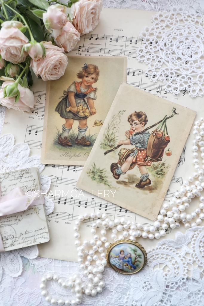 Пара старинных открыток из серии «Дети» №264, подписаны. Германия.