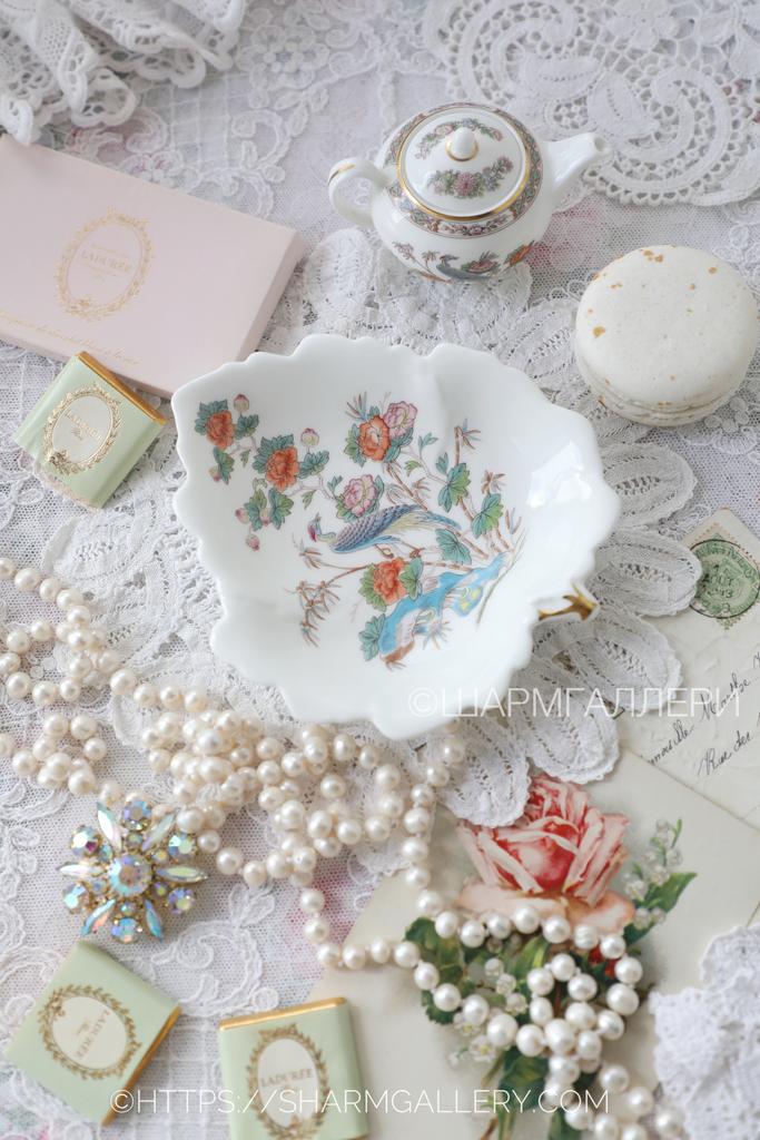 Редкость! Блюдо подставка для украшений «Листок» серия Kutani Crane фарфор Веджвуд Wedgwood Англия.