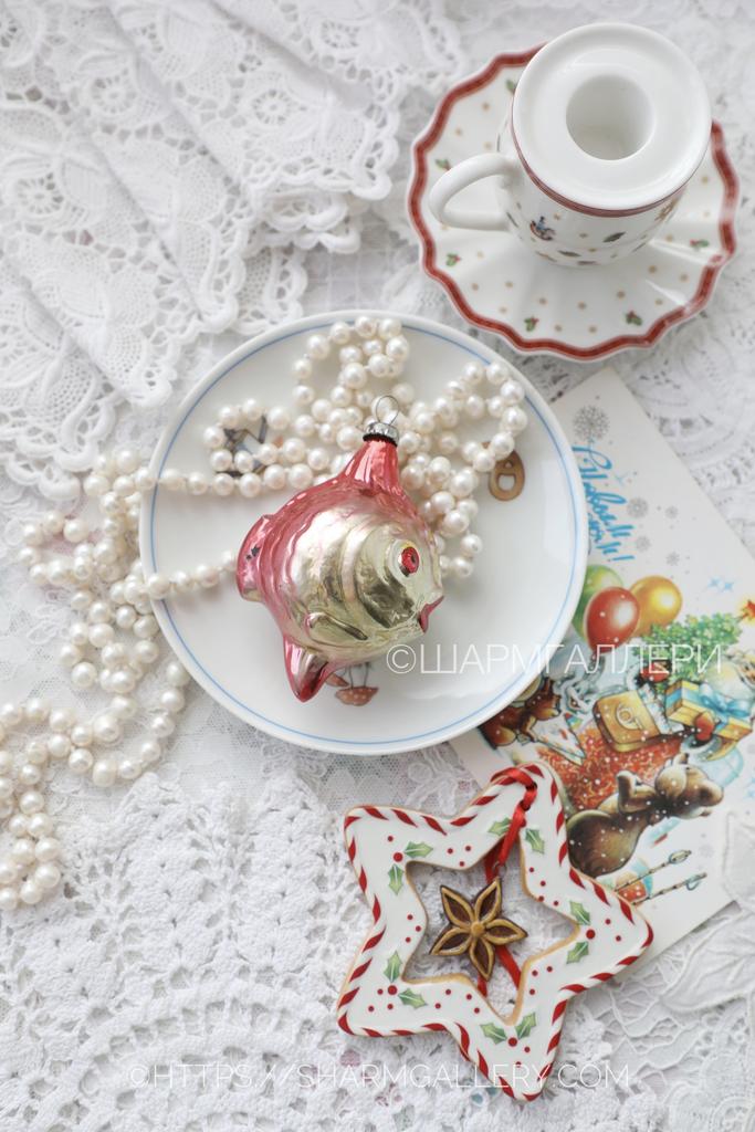 Рыбка №14 елочная игрушка, стекло СССР.