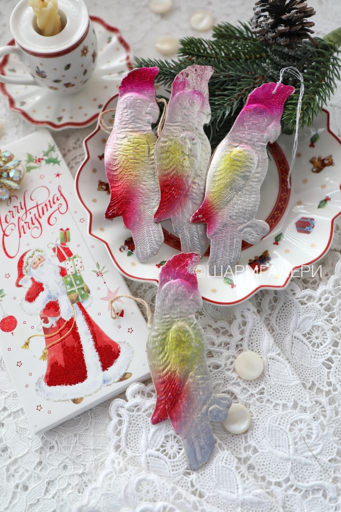 «Попугай Какаду» елочная игрушка из картона - картонаж, СССР в ассортименте