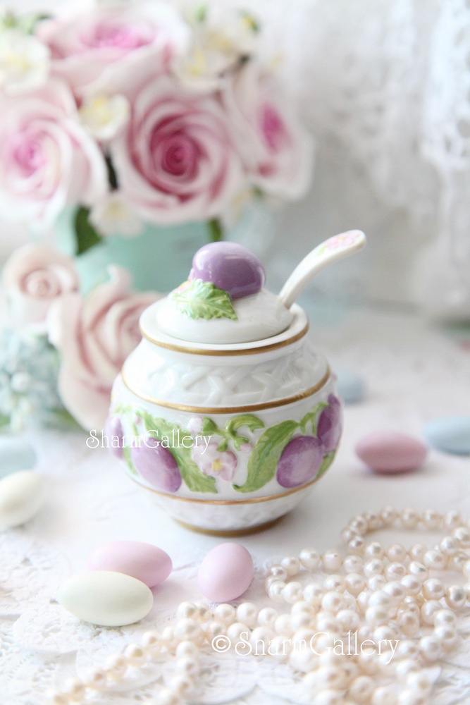 Джемница «Слива» баночка для: меда, джема, специй, фарфор The Cordon Bleu Porcelain, Frankin Mint.