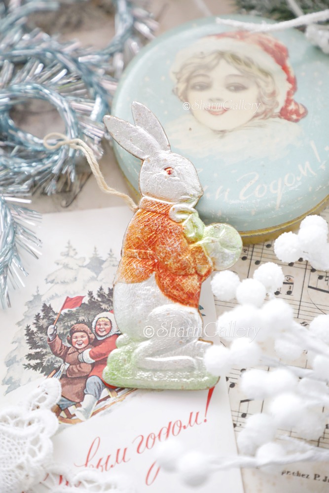 "Заяц". Картонаж, елочная игрушка СССР.