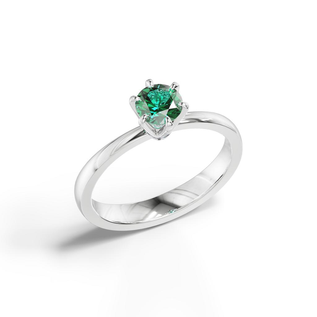 Кольцо с круглым изумрудом (6 крапанов)