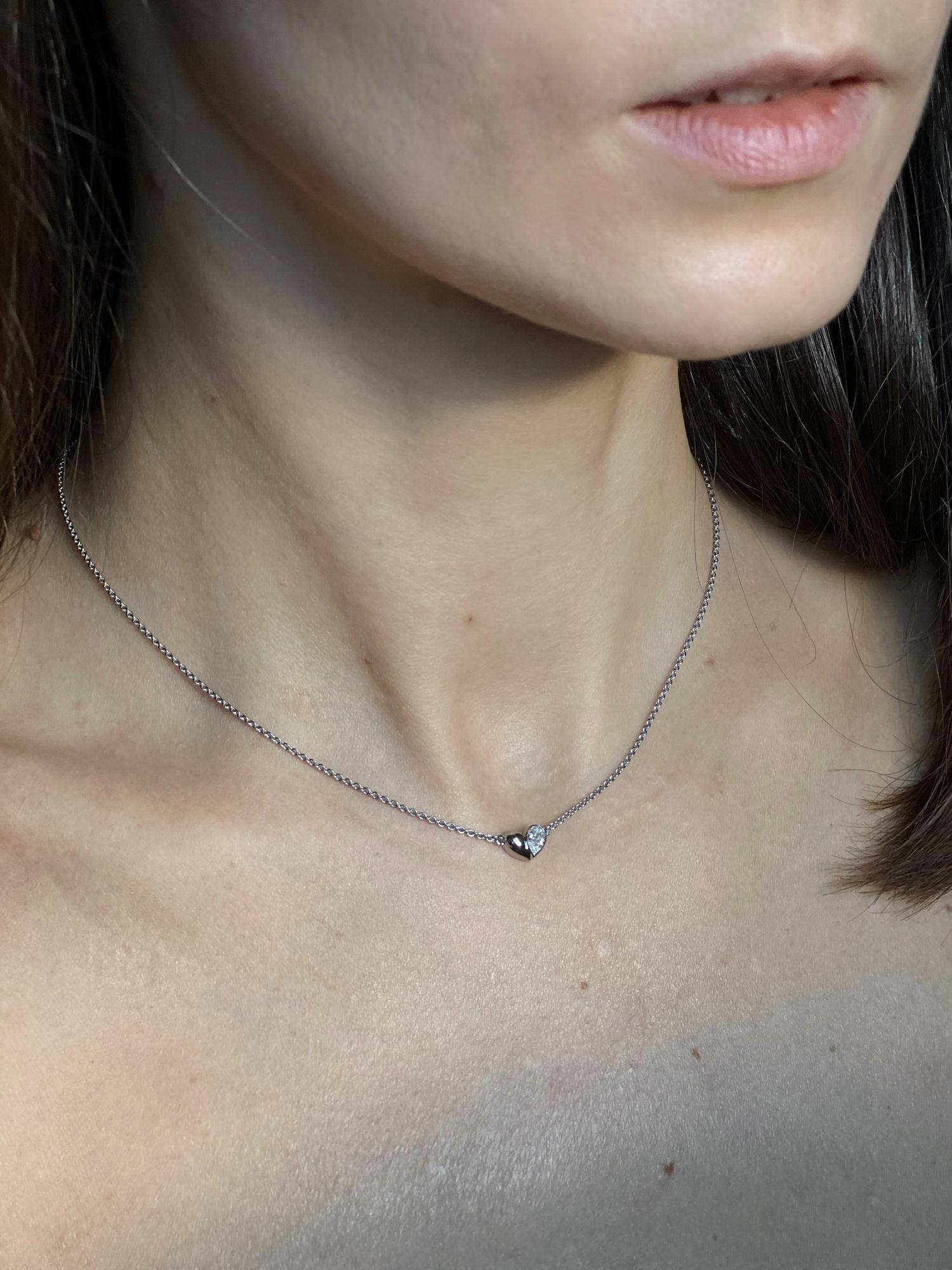 Подвеска Сердце из белого золота с бриллиантом