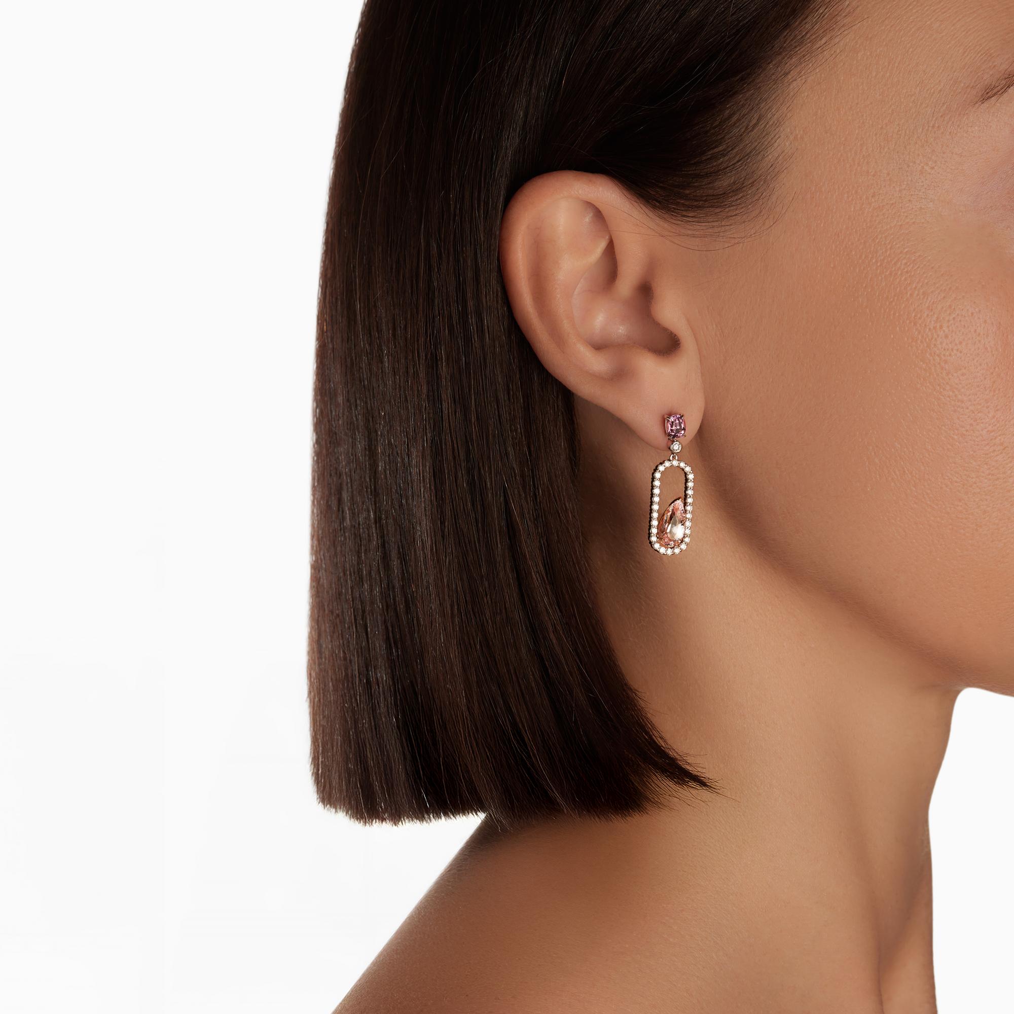 Серьги с морганитами, шпинелью и бриллиантами