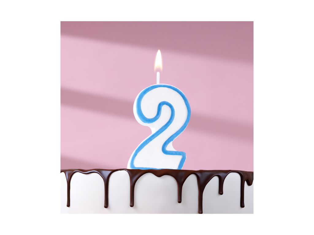 Свеча Цветной ободок цифра "2", 7 см