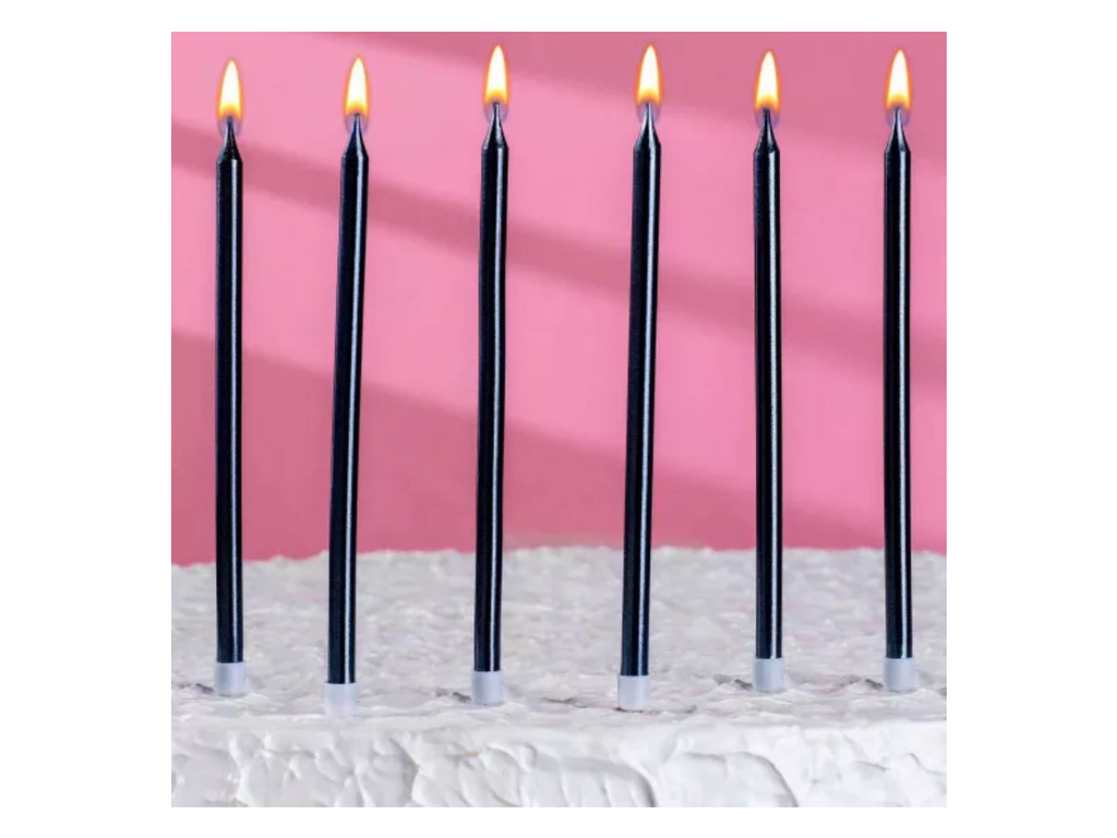 Свечи для торта Ройс мокрый асфальт металлик, 6 шт, 13 см