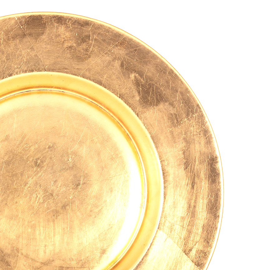 Стеклянное блюдо покрытое сусальным золотом (D-33 см)