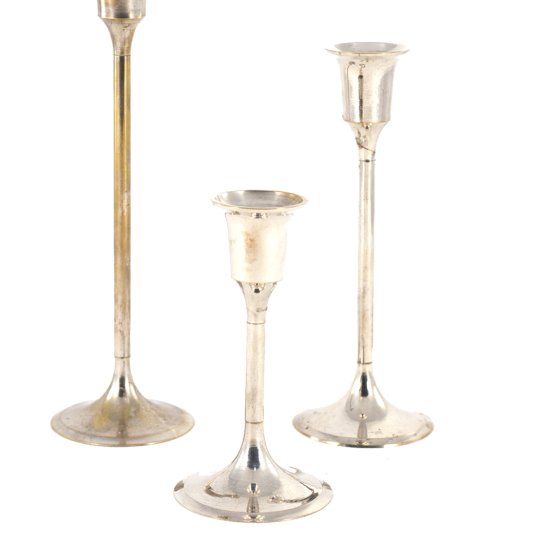 Набор из 3 серебряных подсвечников