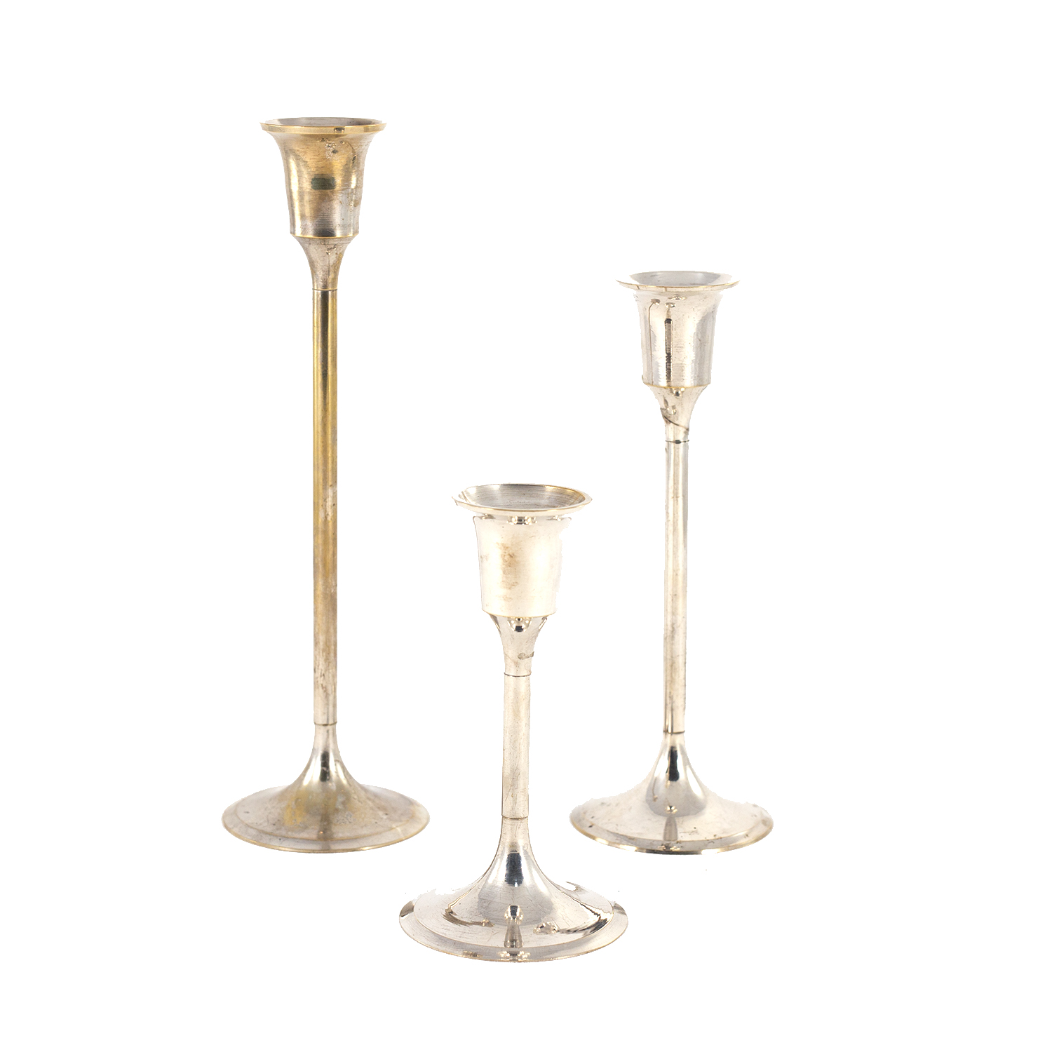 Набор из 3 серебряных подсвечников