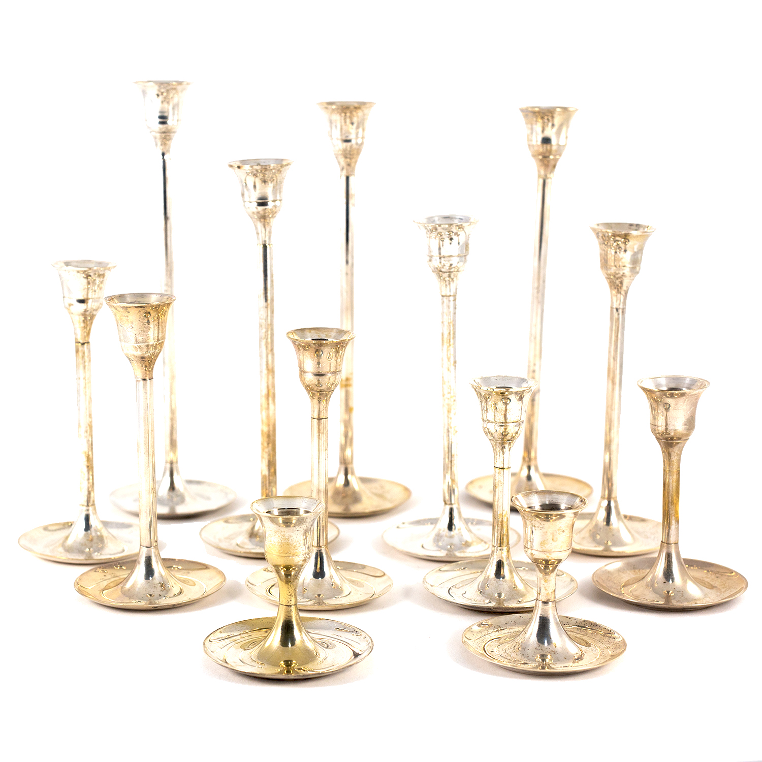 Набор из 12  серебряных подсвечников