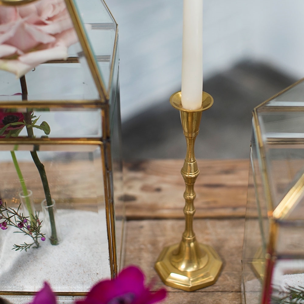 Золотой металлический подсвечник (Н-24 см)