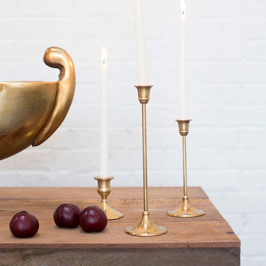 Золотой металлический подсвечник (Н-22 см)