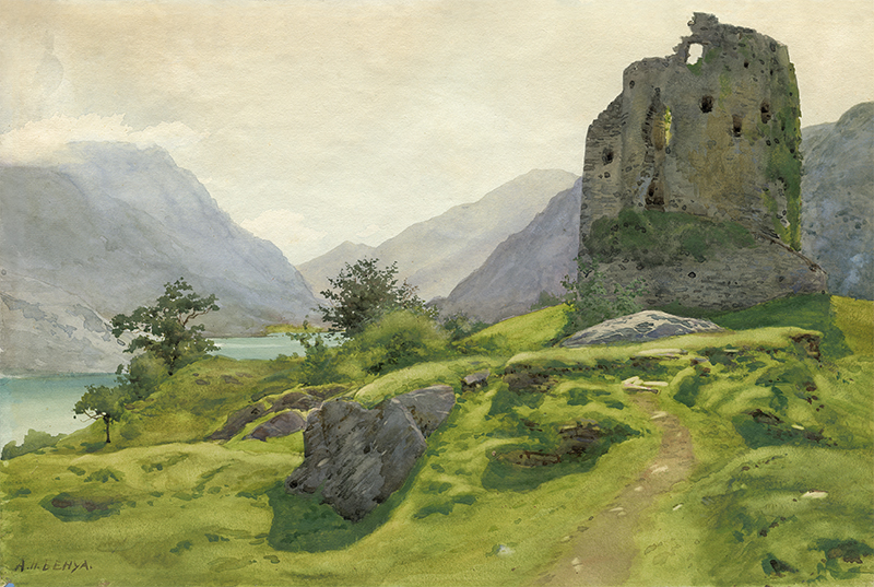 Художественный принт с акварели Альберта Бенуа "Замок Долбадарн в Лланберисе. Англия."