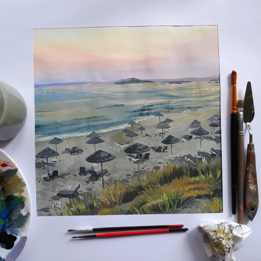 МАСТЕР-КЛАСС "МОРСКОЙ ПЛЯЖ"АКРИЛ