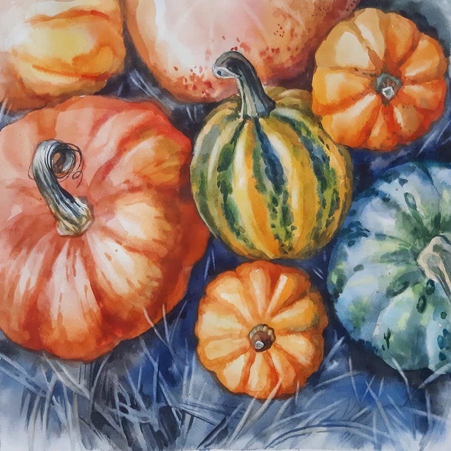 ВИДЕО МАСТЕР-КЛАСС "ТЫКВЫ. АКВАРЕЛЬ"