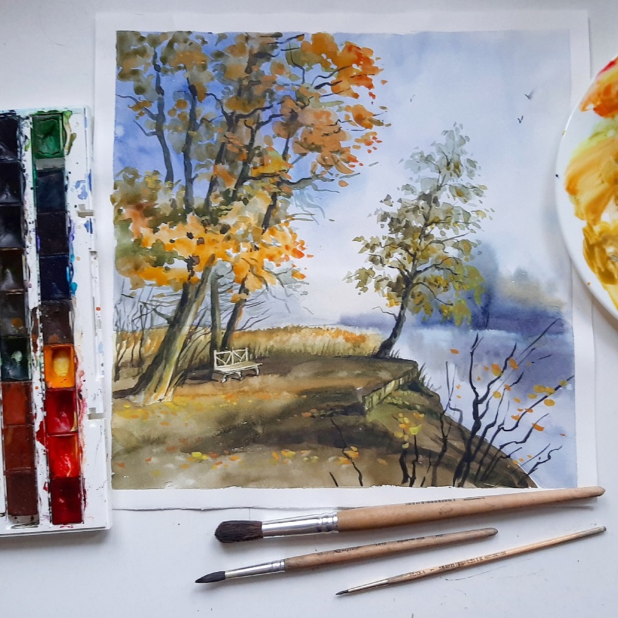 ВИДЕО МАСТЕР-КЛАСС "ОСЕННИЙ ПАРК" АКВАРЕЛЬ