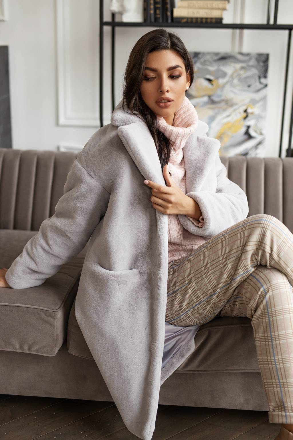 Экошуба Модель Кокон Светло серый