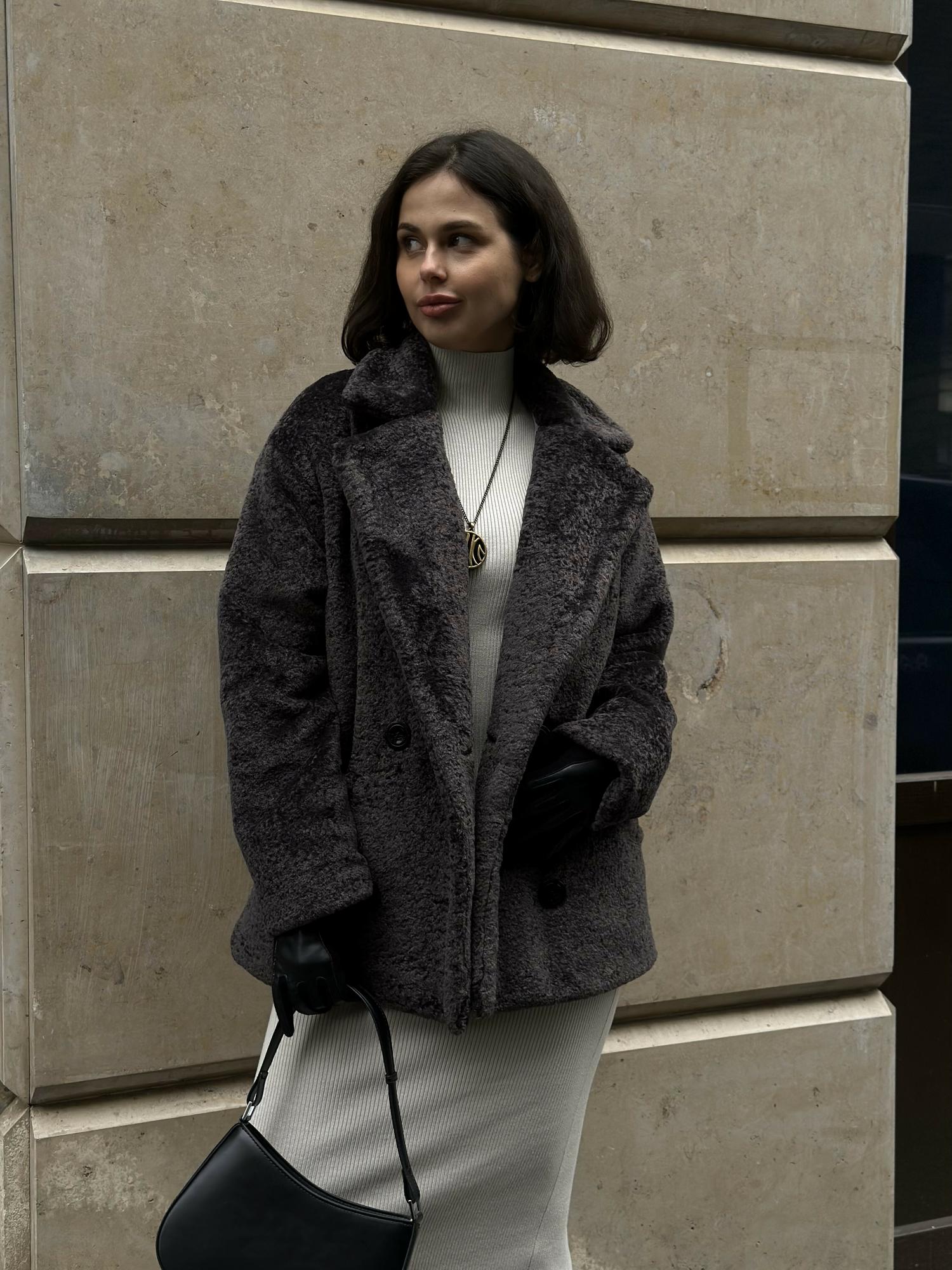 Пальто Экошуба Короткая Графит под каракуль