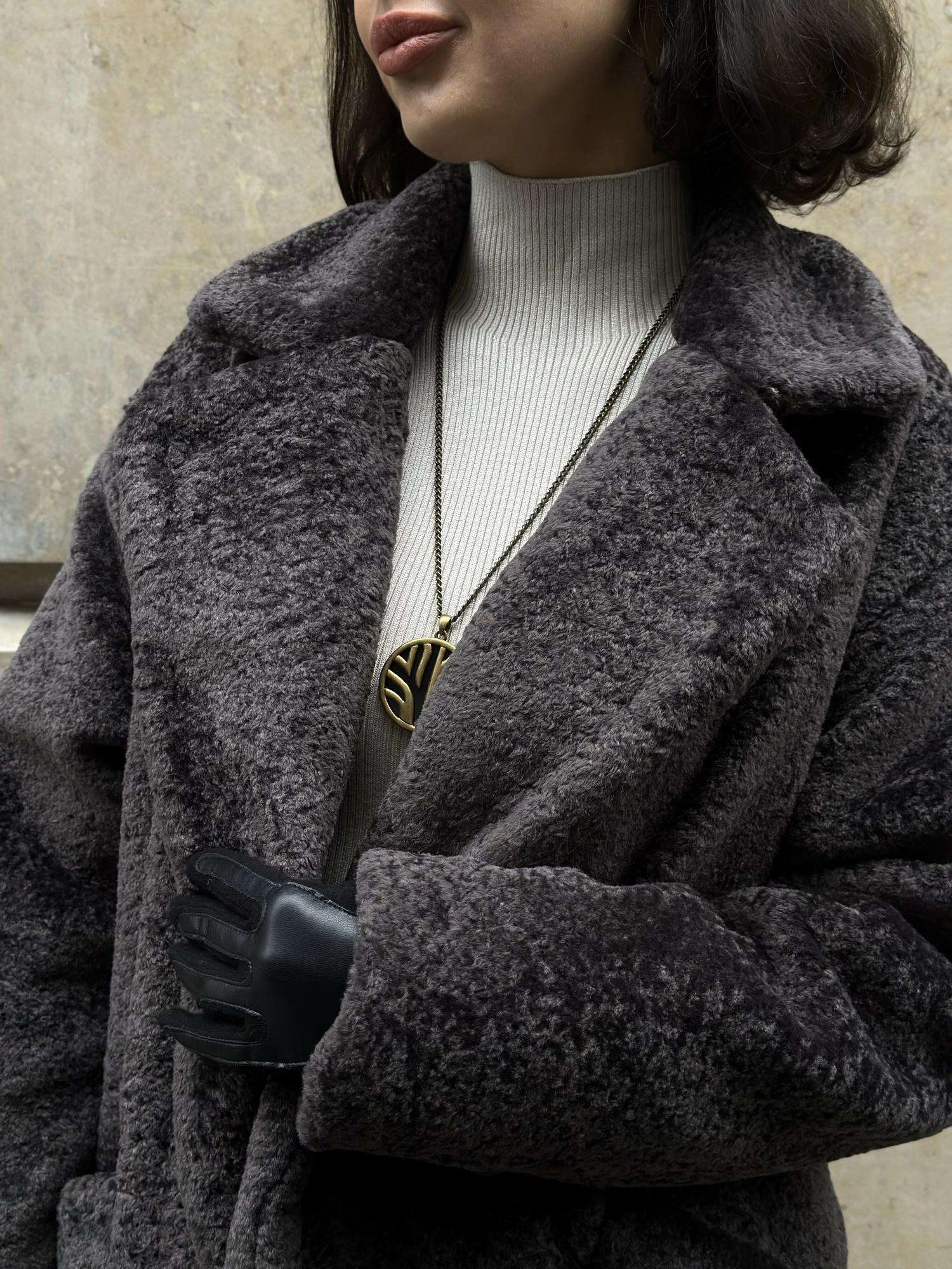 Пальто Экошуба Короткая Графит под каракуль