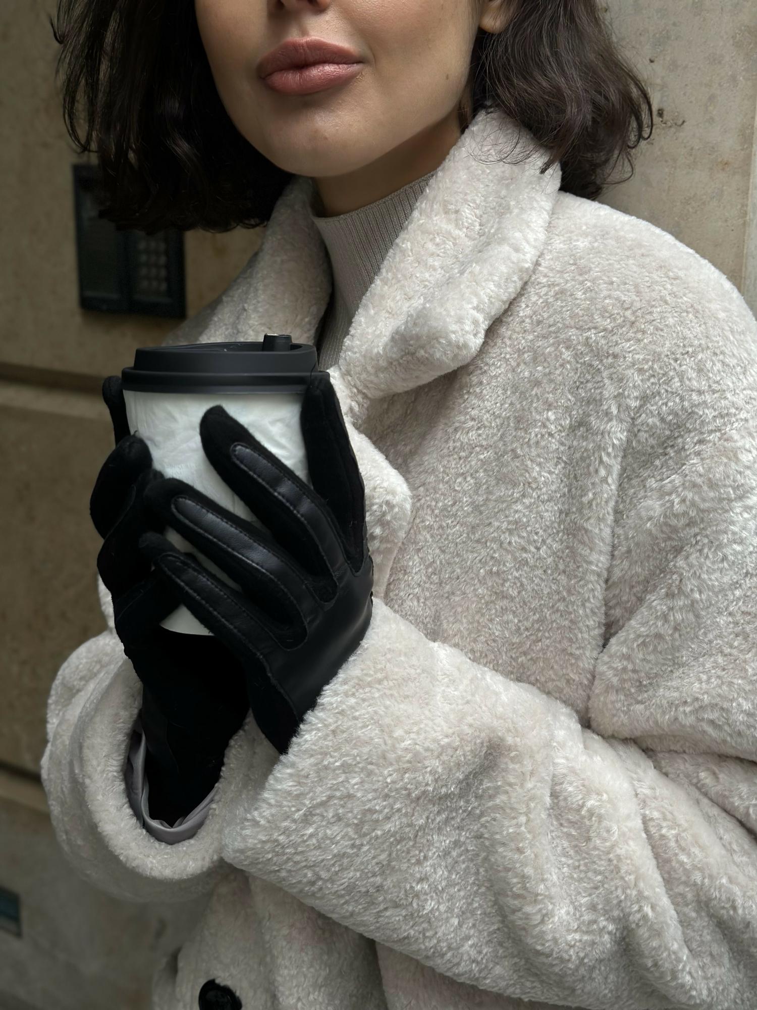 Пальто Экошуба Короткая Молочный экрю под каракуль