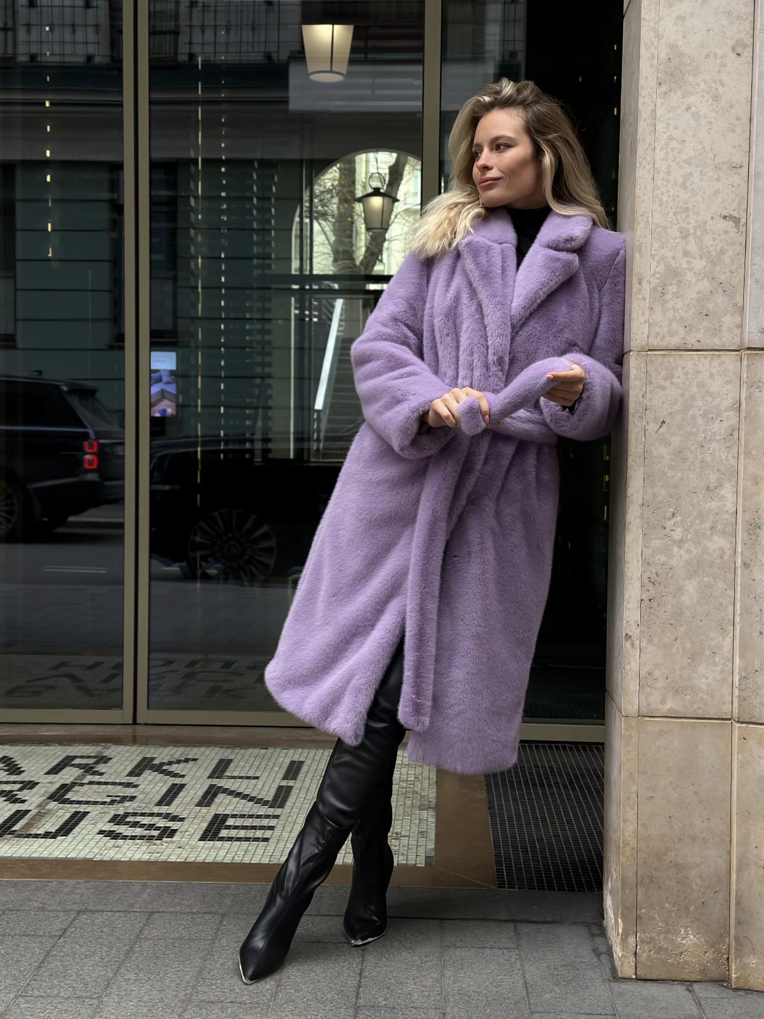 Экошуба Модель Прямая (Халат) Сиреневая норка. TOP Color (Pantone), Сиреневый