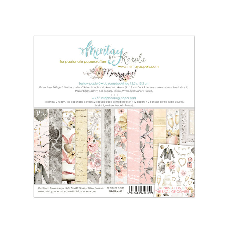 1/2 Набора бумаги Mintay paper Marry me  15.2 * 15.2