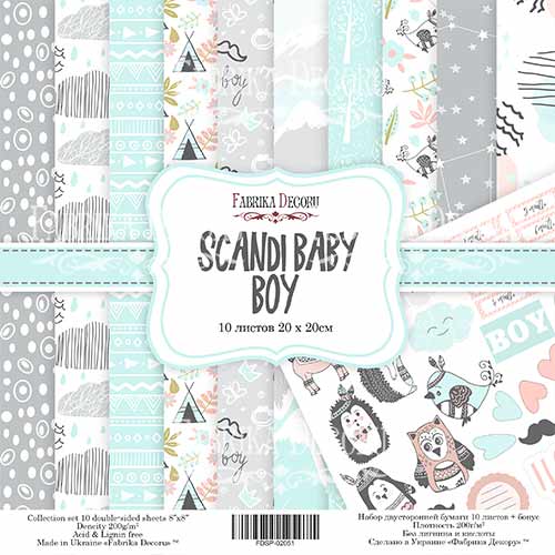 Набор скрапбумаги "Scandi Baby Boy", 20x20см