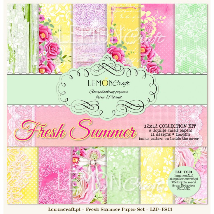 НАБОР БУМАГ ДЛЯ СКРАПБУКИНГА - FRESH SUMMER - 30x30 см