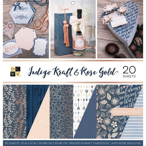Набор бумаги DCWV “Indigo Kraft & Rose” (п.3)