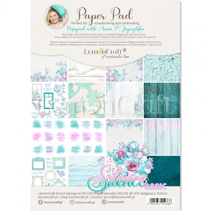 1/2 набора бумаги 21х29 см  SILENCE BASIC от LemonCraft (Польша), 8 листов