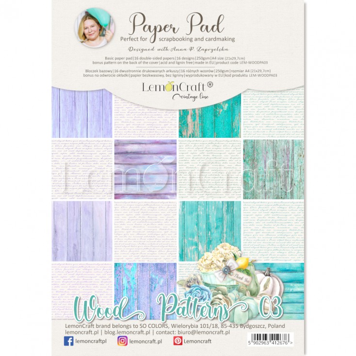 1/2 набора бумаги 21х29 см “Wood pattern 03”, от LemonCraft (Польша), 8 листов