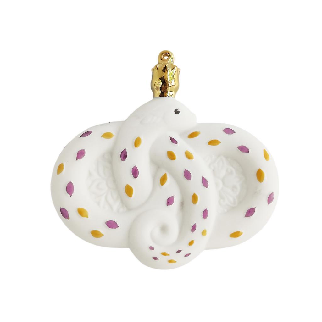 Елочная игрушка "Змейка в цветах" декорированная