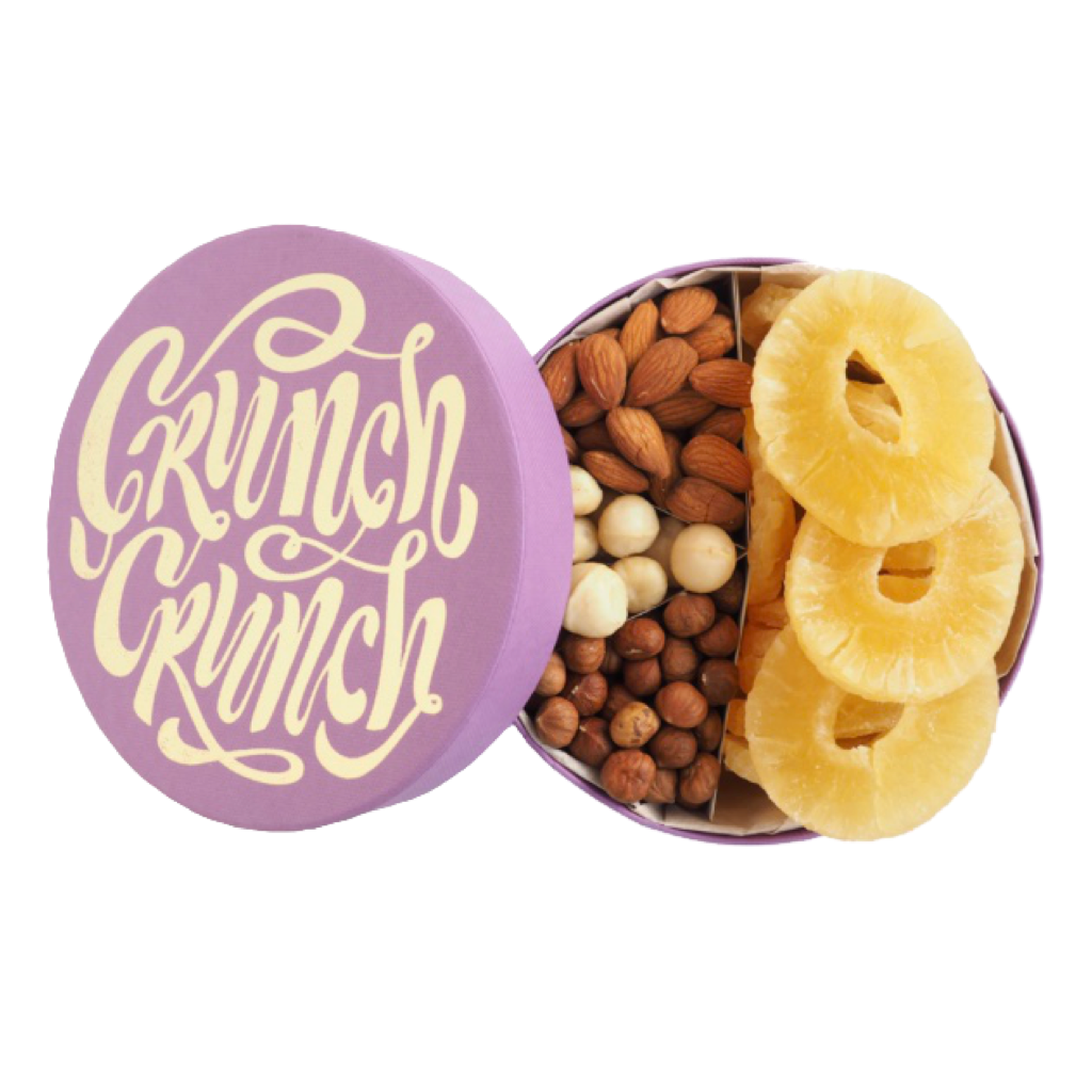 Большая лавандовая коробка орехов и ананасов