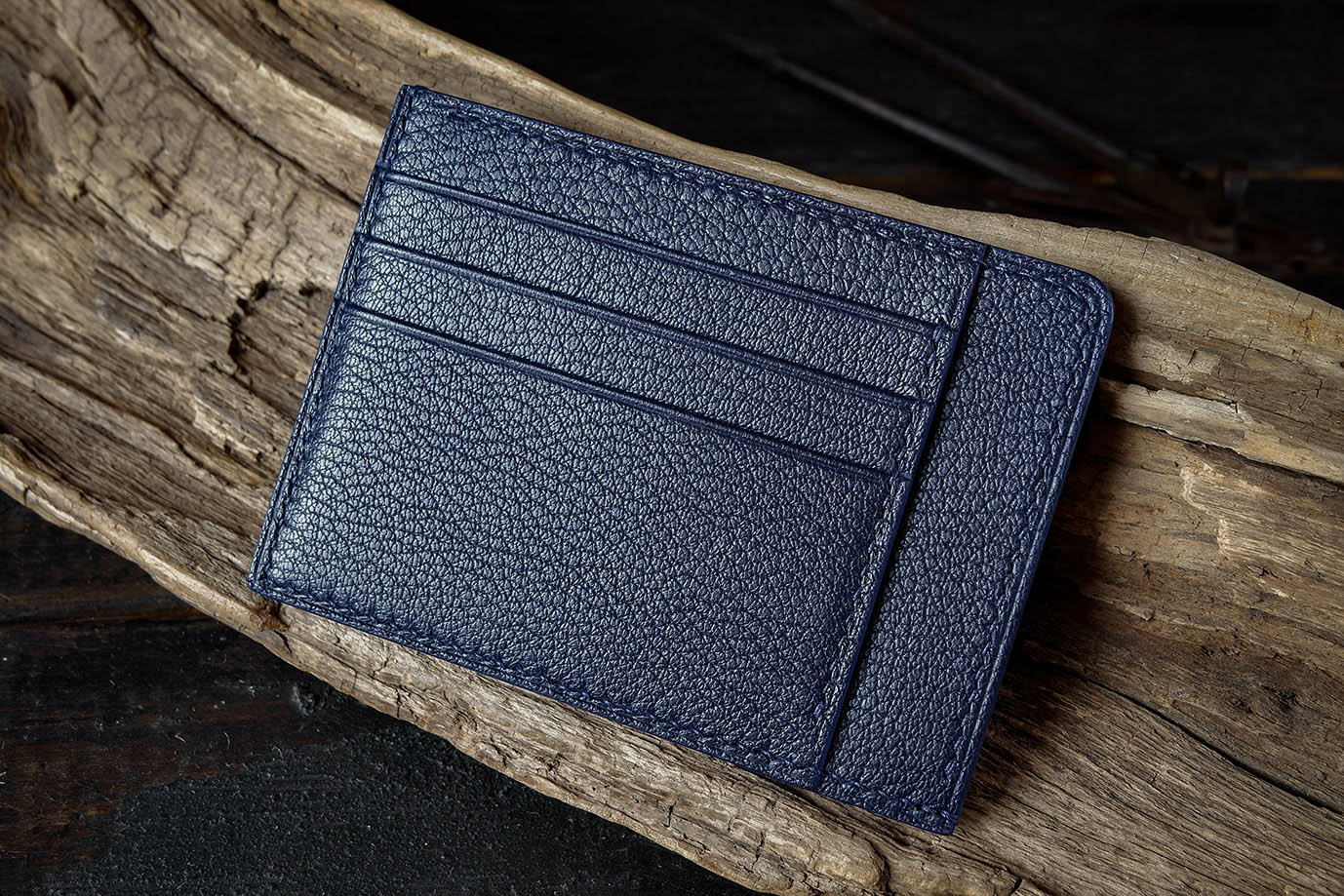 мужской картхолдер, синяя кожа, кожа козы, французская кожа, Hermes, заказать картхолдер, купить картхолдер, картхолдер под заказ, ручная прошивка, ручная работа