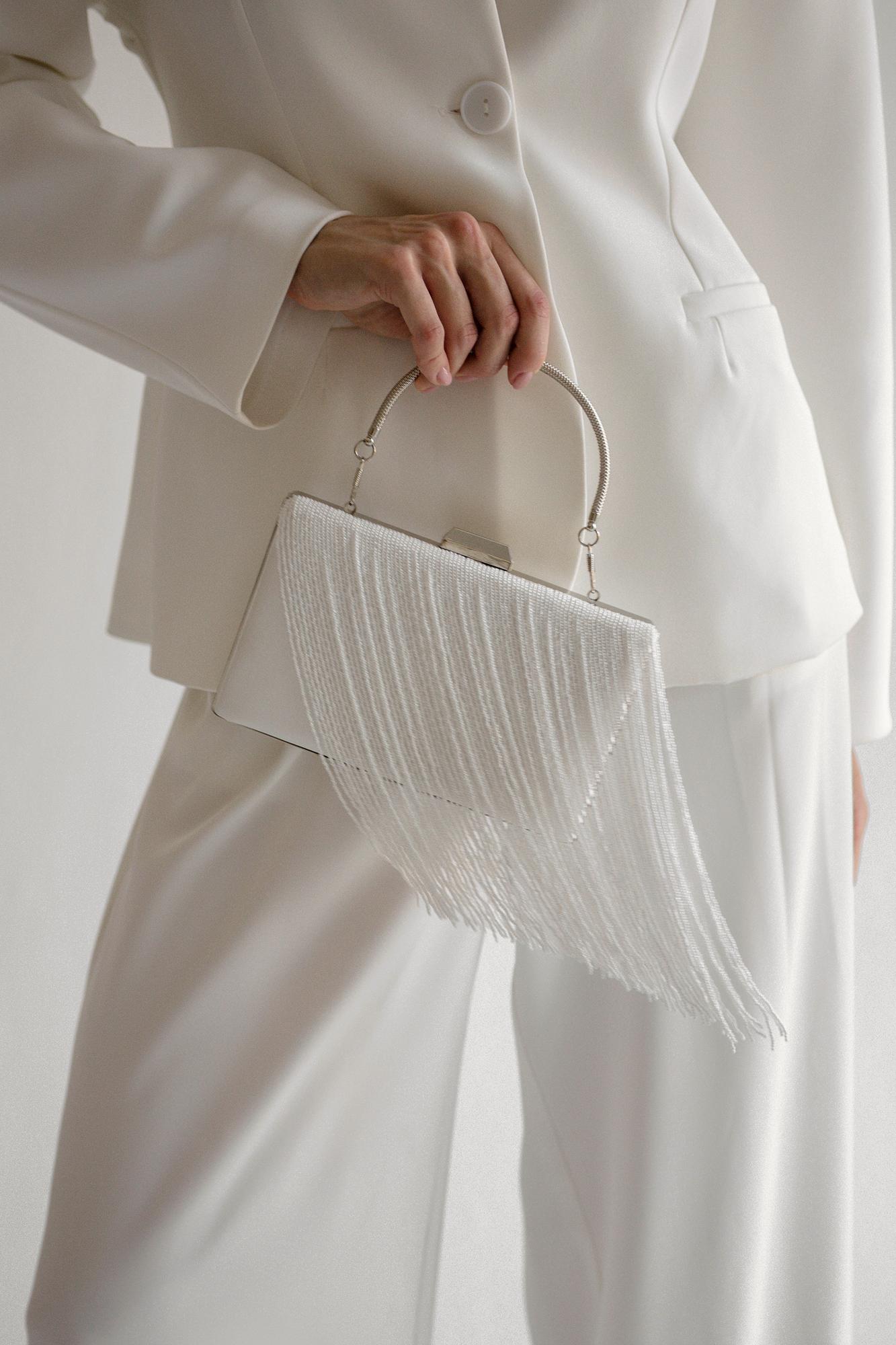 сумочка для невесты, свадебная сумочка, сумочка с бахромой белая, сумочка ручной работы на свадьбу, свадебный клатч, клатч для невесты