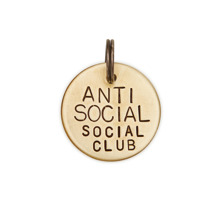 Адресник ANTISOCIAL CLUB (латунь/мельхиор, 25/32 мм)
