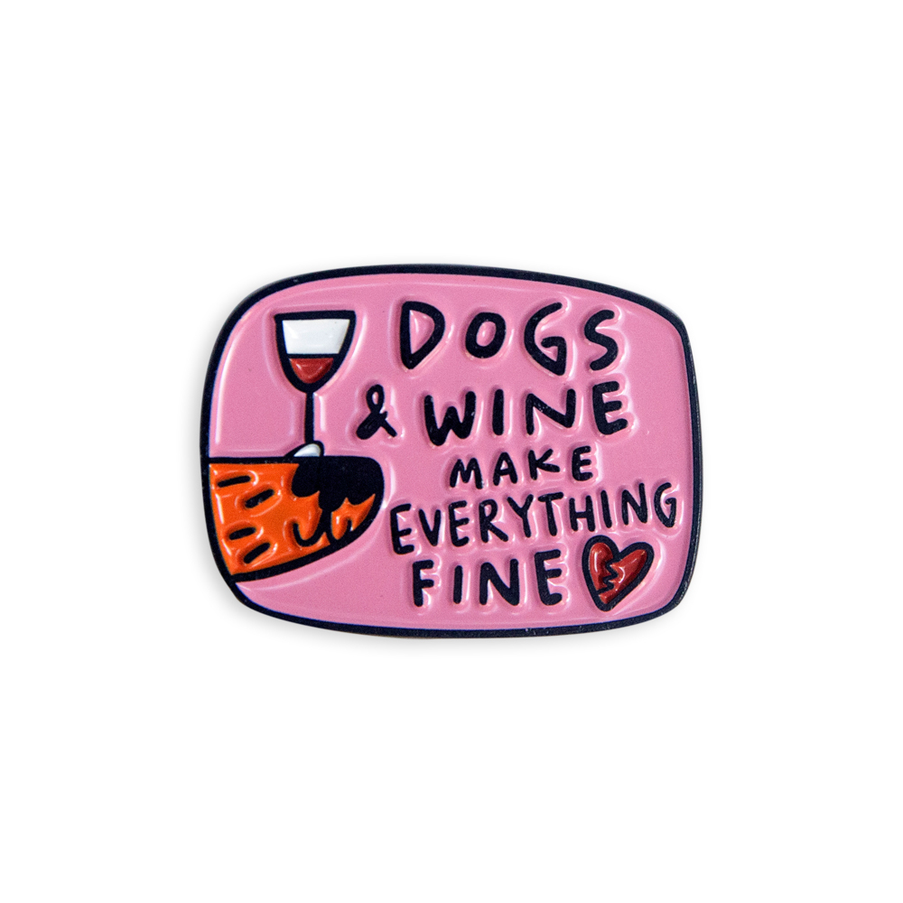 Значок эмалированный DOGS & WINE