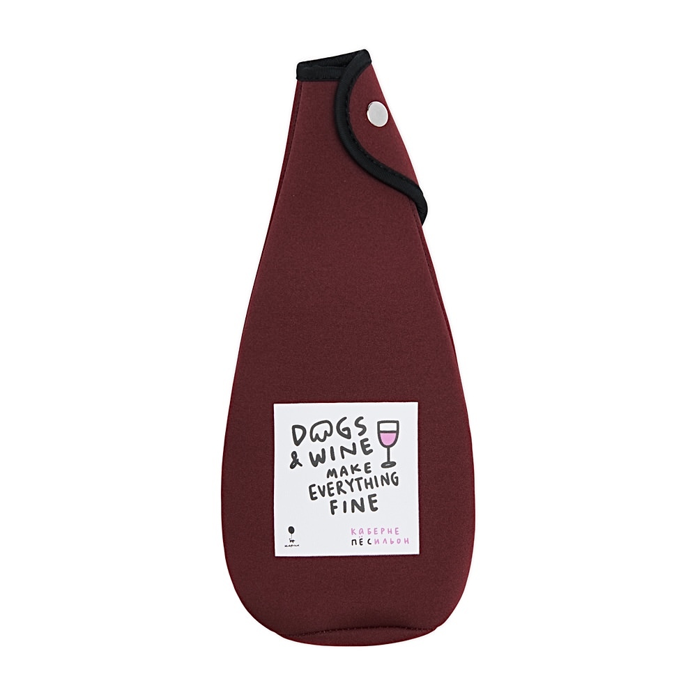 Чехол для бутылки DOGS AND WINE (бордовый)