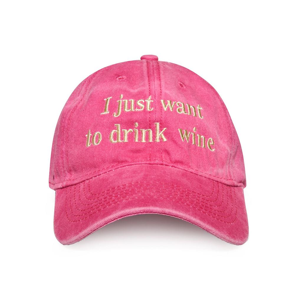 Кепка  I JUST WANT TO DRINK WINE (розовая/изумрудная)