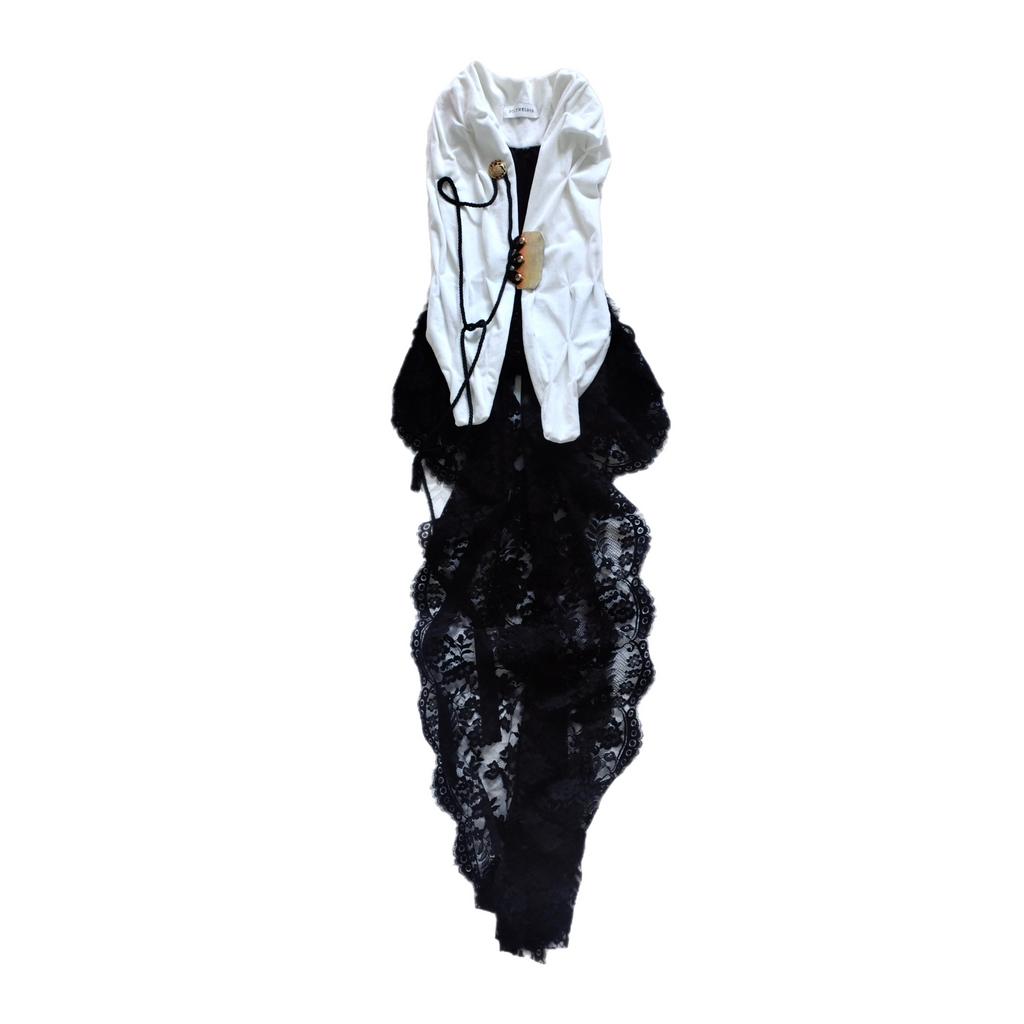 Lace back tuxedo vest