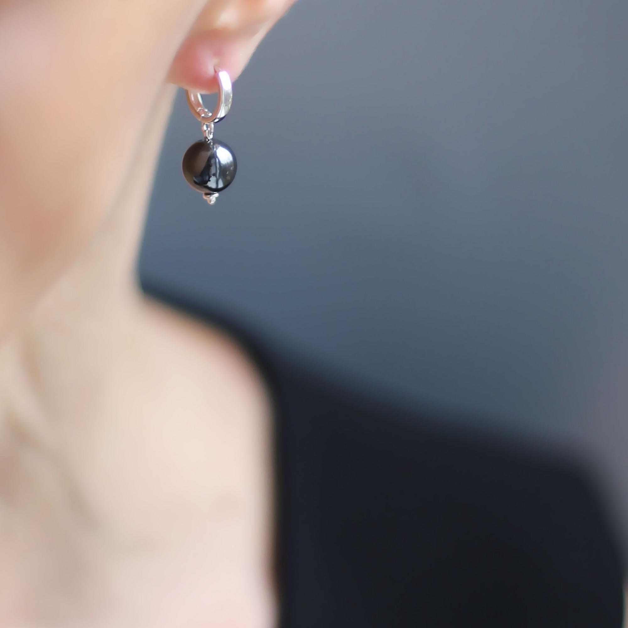 Серьги из гематита чёрного цвета 1P2514