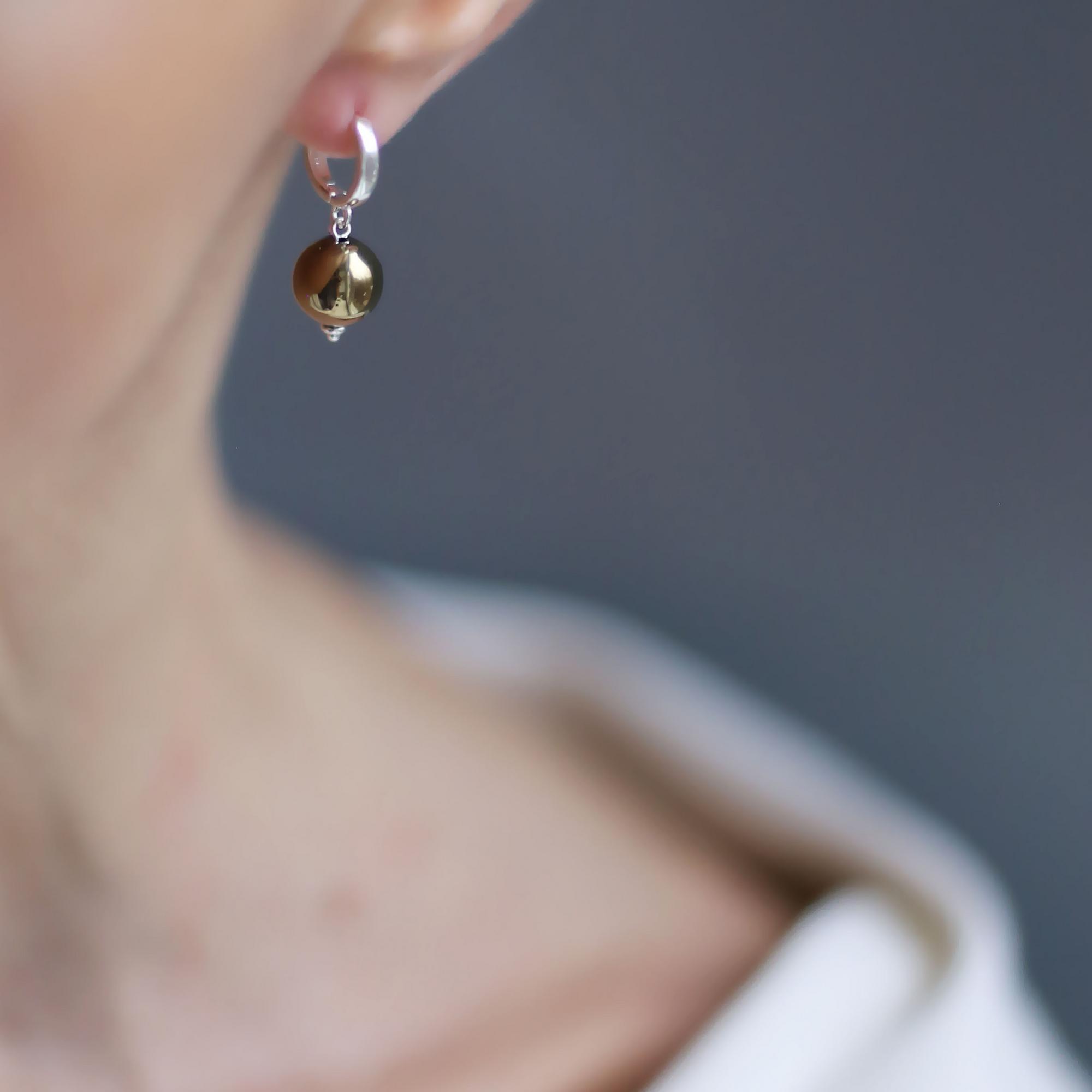 Серьги из гематита золотого цвета 1P2515