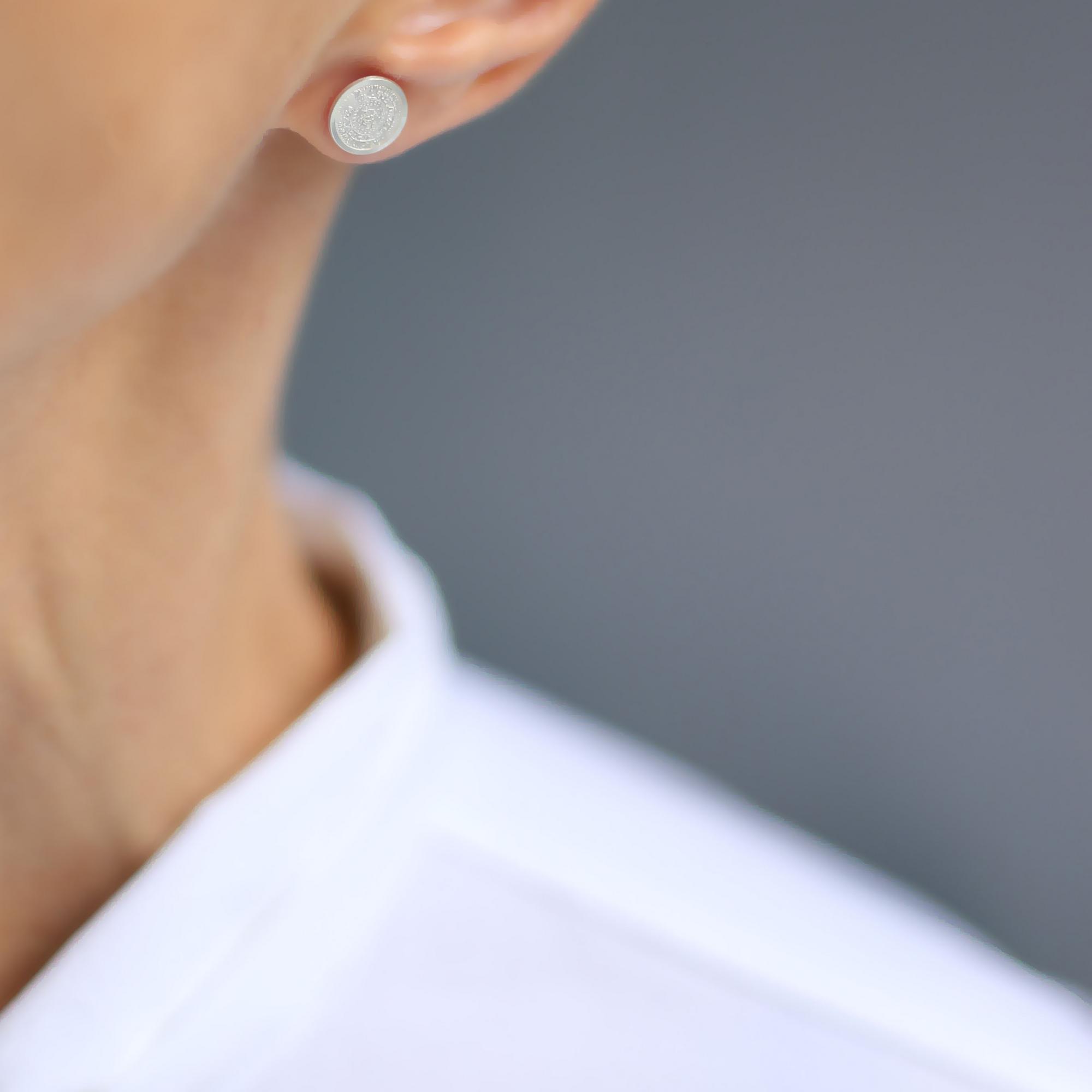 Серебряные серьги Календарь ацтеков малый 1P426