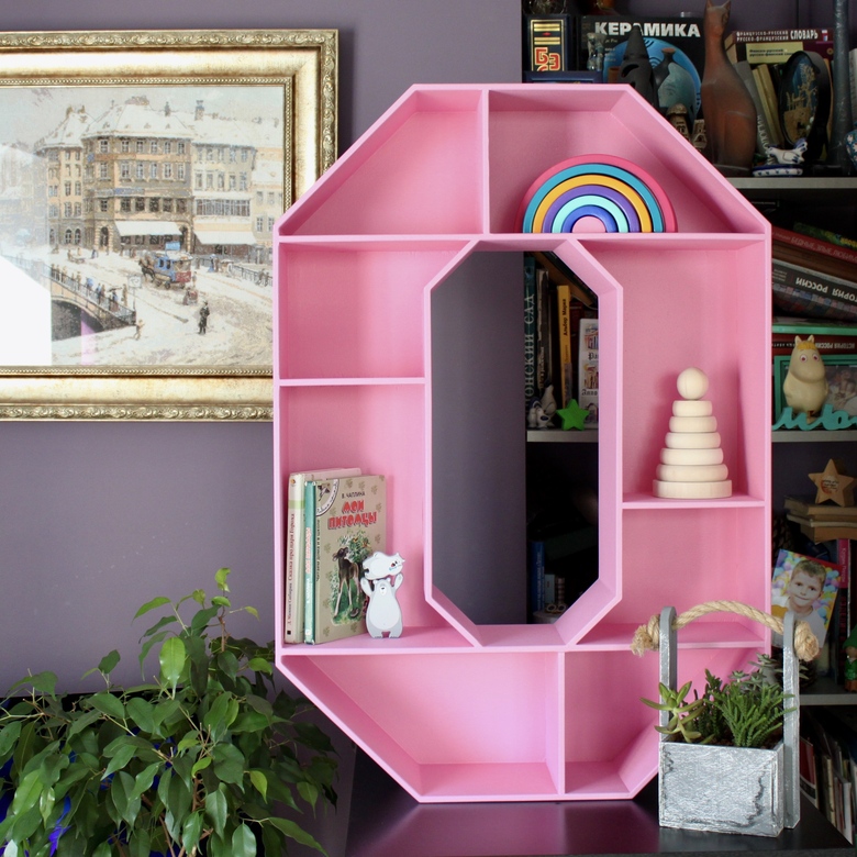 Буква -полка "О" Цвет Розовый