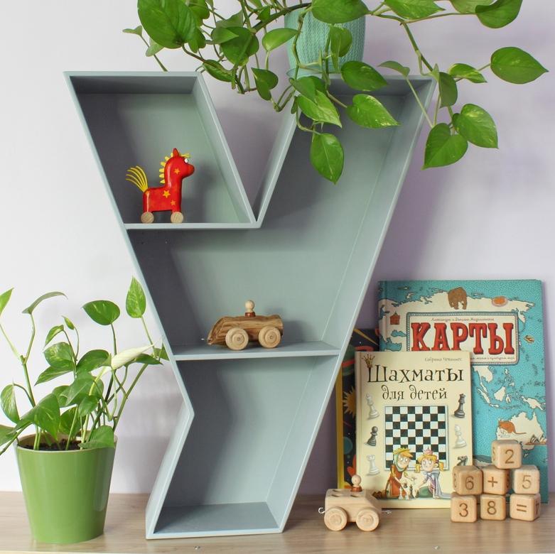 Буква-полка У Цвет Серый