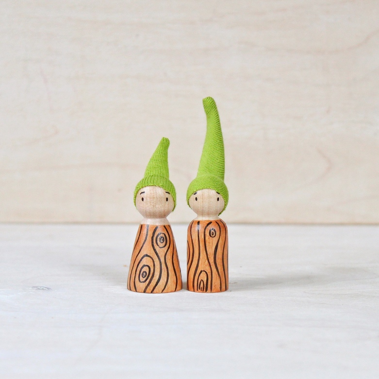 Деревянные лесные человечки-ростки Коричневые