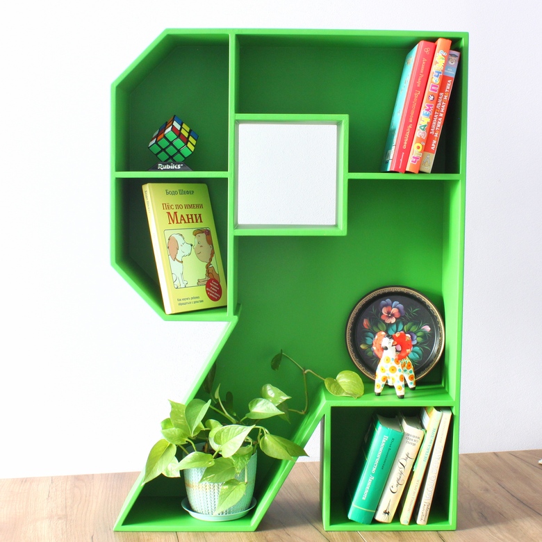 буква полка Я, полка в детскую, буква в форме полки, полка в форме буквы я, зеленая буква, свое производство, на стену
