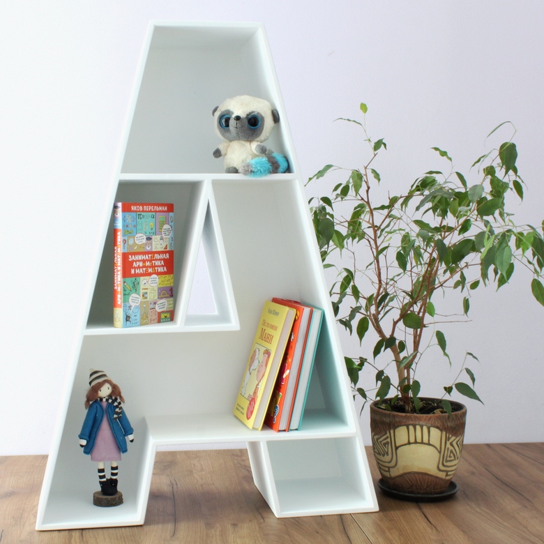 деревянная буква а, буква полка, читай буквы на стену, буквы для интерьера, буквы полки в школу, буквы полки в детский сад