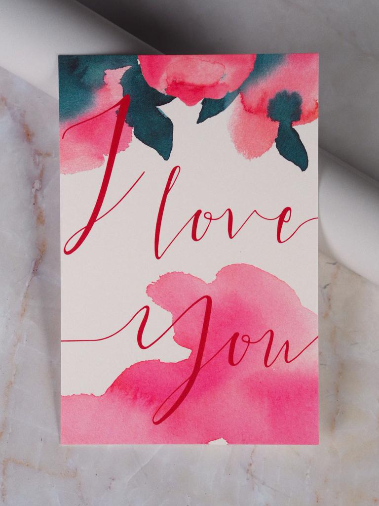 Открытка с пионами I love you